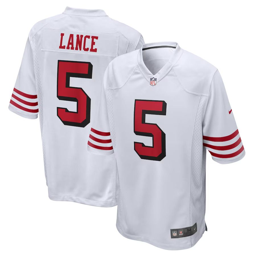 Men San Francisco 49ers #5 Trey Lance Nike White Alternate Game NFL Jersey